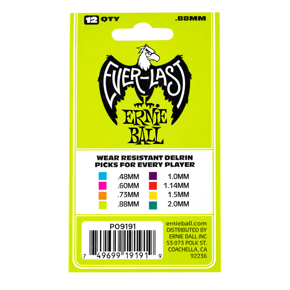 ERNIE BALL 9191 медиаторы толстые, зеленые, светятся в темноте упаковка 12 шт