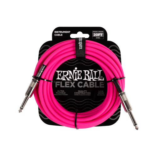 ERNIE BALL 6418 Кабель инструментальный, Flex, прямой/прямой джеки, 6 м, розовый