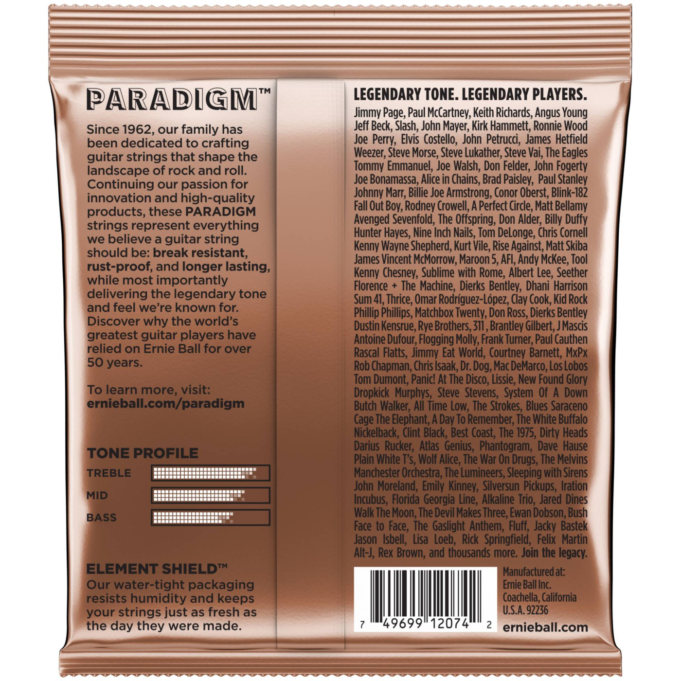 ERNIE BALL 2074 Струны для акустической гитары PARADIGM PHOSPHOR BRONZE MEDIUM 13-56