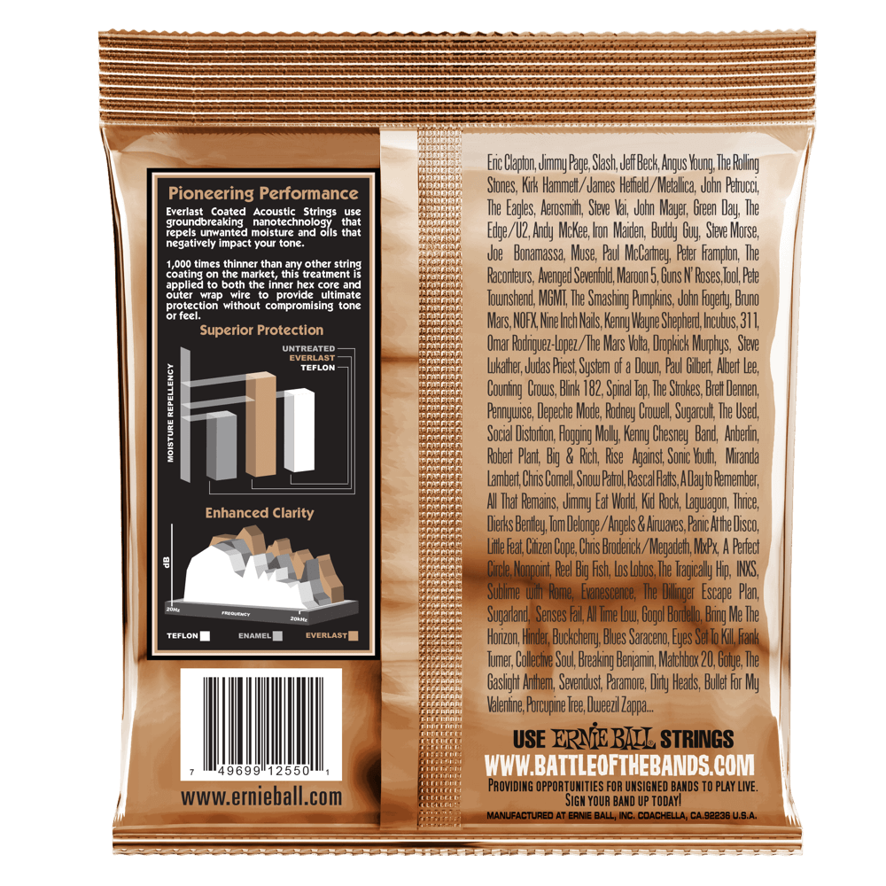 ERNIE BALL 2550 Струны для акустической гитары Everlast Coated Phosphor Bronze Extra Light 10-50