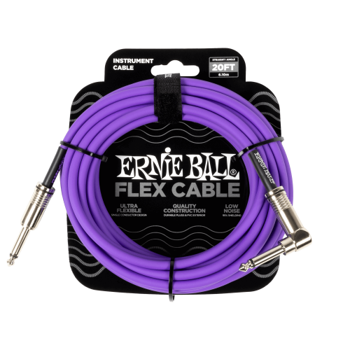 ERNIE BALL 6466 Кабель инструментальный, Flex, прямой/угловой джеки, 6 м, фиолетовый