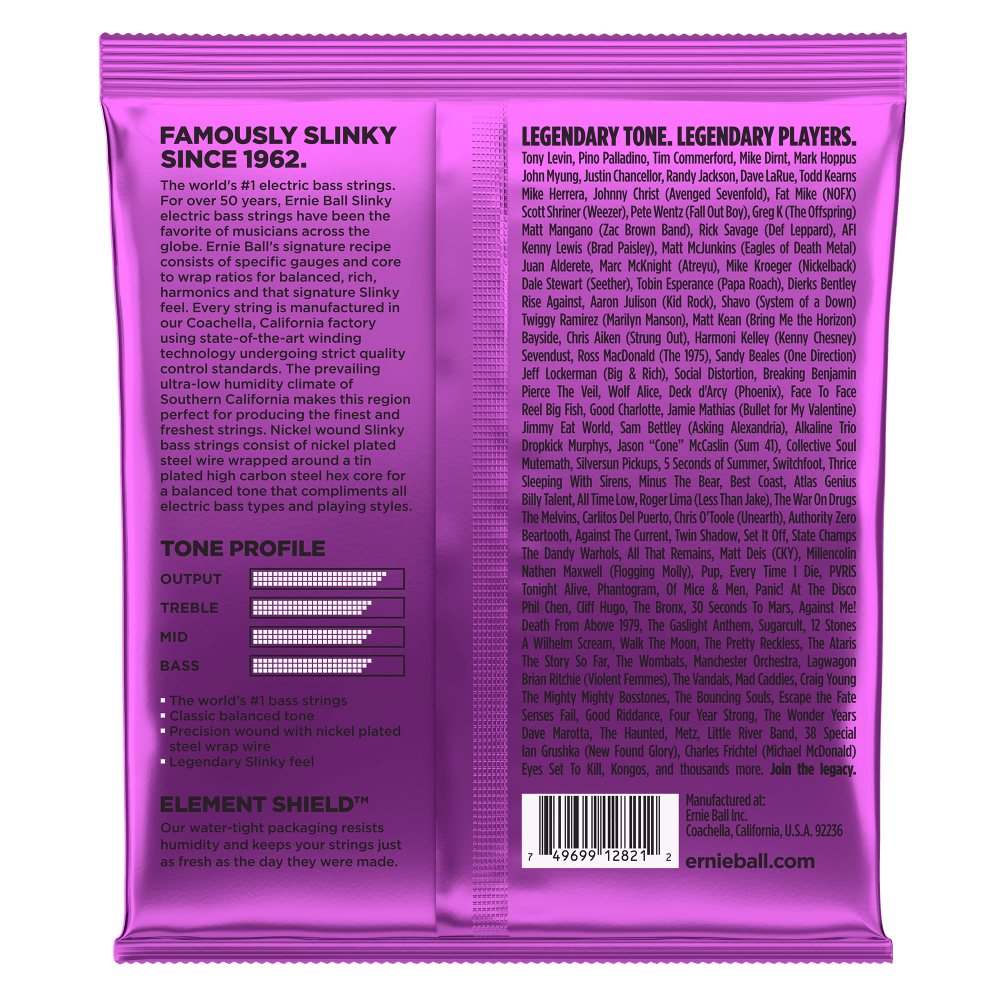 ERNIE BALL 2821 Струны для 5-струнной бас-гитары NICKEL WOUND BASS POWER SLINKY 50-135