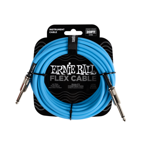 ERNIE BALL 6417 Кабель инструментальный, Flex, прямой/прямой джеки, 6 м, синий