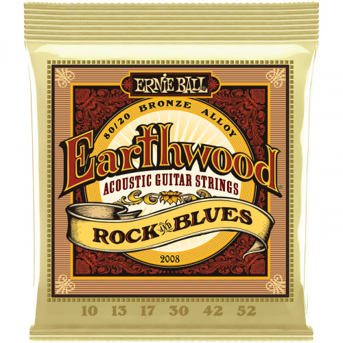 ERNIE BALL 2008 Струны для акустической гитары EARTHWOOD 80/20 BRONZE ALLOY ROCK & BLUES 10-52