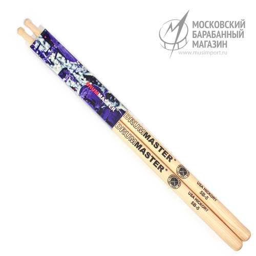 DRUMMASTER 5B-5 Барабанные палочки, гикори USA PREMIUM HICKORY ROUND TIP 5B